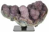 Wide Amethyst Cluster on Metal Stand - Uruguay #113191-1
